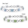 Sterling Silver 4 2/5ct TGW Gemstone 7.25-inch Flower Bracelet