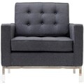 Florence Style Armchair in Light Gray Wool
