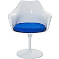 Eero Saarinen Style Tulip Arm Chair with Blue Cushion
