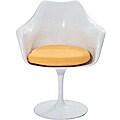 Eero Saarinen Style Tulip Arm Chair with Yellow Cushion