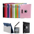 PU leather case with smart Cover function stylus holder for The New iPad 3 iPad 2 with Screen Protector