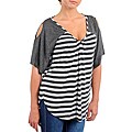 Stanzino Women's Plus Gray/ White Stripe Cut-out Top