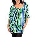 Stanzino Women's Green Abstract Kimono Sleeve Tunic
