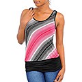 Stanzino Women's Pink/ Black Diagonal Stripe Tank Top