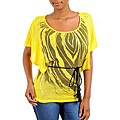 Stanzino Women's Yellow Printed Kimono Sleeve Top