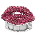 Journee Collection Stainless Steel Pink Crystal Kiss Stretch Ring
