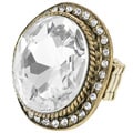 Journee Collection Goldtone Large White Czech Crystal Stretch Ring