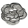 Journee Collection Stainless Steel Czech Crystal Flower Stretch Ring