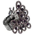 Journee Collection Rhodium-plated Stainless Steel Peacock Stretch Ring