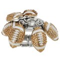 Journee Collection Bronzetone Steel Crystal Football Stretch Ring