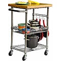 Trinity EcoStorage Chrome Bamboo Top Kitchen Cart