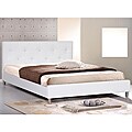 Barbara White Modern King-size Bed with Crystal Button Tufting