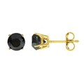 New! 14k Yellow Gold 2ct TDW Black Diamond Stud Earring