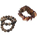 Mother of Pearl and Smokey Quartz 3-piece Stretch Bracelet Set