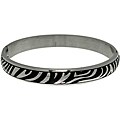Stainless Steel and Black PVD Zebra Print Hinged Bangle