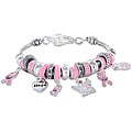 Stainless Steel Pink Crystal Breast Cancer Awareness Bracelet