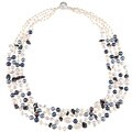 Blue and White Freshwater Pearl Multi-strand Necklace (6-11 mm)