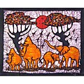 'Elephants and Rhinos' Batik Wall Hanging (Mozambique)