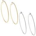 Silvertone/ Goldtone Diamond-cut Textured 70-mm Hoop Earrings
