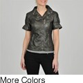 Montanaco Women's Faux Lamb Short Sleeve Jacket