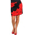 Stanzino Women's Plus-size Black and Red Floral Printed Skirt