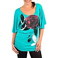 Stanzino Women's Plus-size Emerald Green Floral Print Top