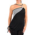 Stanzino Women's Plus-size Black Jeweled-accent Asymmetrical Halter Top