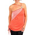 Stanzino Women's Plus-size Coral Jeweled Asymmetrical Halter Top