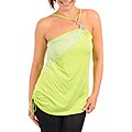 Stanzino Women's Plus-size Lime Jeweled Asymmetrical Halter Top