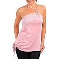 Stanzino Women's Plus-size Pink Jeweled Asymmetrical Halter Top