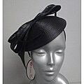 Swan Hat Women's Black Satin Ribbon Cocktail Fascinator