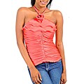 Stanzino Women's Coral Rosette Ruffled Halter Top