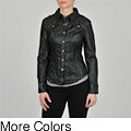 Montanaco Women's Faux Leather Shirt Jacket