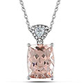 10k Gold Morganite, Blue Topaz and 1/8ct TDW Diamond Necklace (H-I, I2-I3)