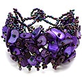 Bleek2Sheek Purple Mother of Pearl Bead Weave Bracelet