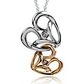 Jessica Simpson Sterling Silver and 10k Gold Diamond Accent Two Tone Heart Necklace