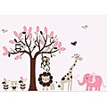 Nursery Wall Art Girl's Safari Animal Tree Wall Decal Set