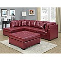 Red Bonded Leather Sectional Sofa