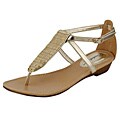 Oceanstar Women's Gold T-Strap Thong Sandals
