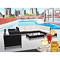 La Jolla Outdoor Rattan Espresso with White Cushions 9-piece Set