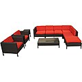 La Jolla Outdoor Rattan Espresso with Red Cushions 9-piece Set