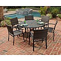 Stone Harbor Large Round Dining Table and Newport Arm Chairs 7-piece Outdoor Dining Set