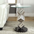 ETHAN HOME Ryde Dice Pillar Tempered Glass Steel Modern End Table