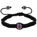 La Preciosa 10-mm Single UK Flag Crystal Bead Macrame Bracelet