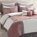 Serafim Silver / Pink 8-piece Queen-size Comforter Set