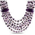 Miadora 950ct TGW Purple Agate, Amethyst and Rose Quartz 6-strand Necklace