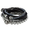 Silvertone and Leather Band 'Berit' Peace Charm Bracelet