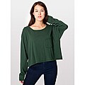 American Apparel Women's Green Long-sleeve Cropped Pocket Tee