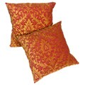 Red/Gold Chenille Damask 18-inch Pillows (Set of 2)
