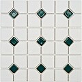 Somertile 11-1/2x11-1/2-in Matte White Cambridge with Green Dot Porcelain Tiles (Case of 10)